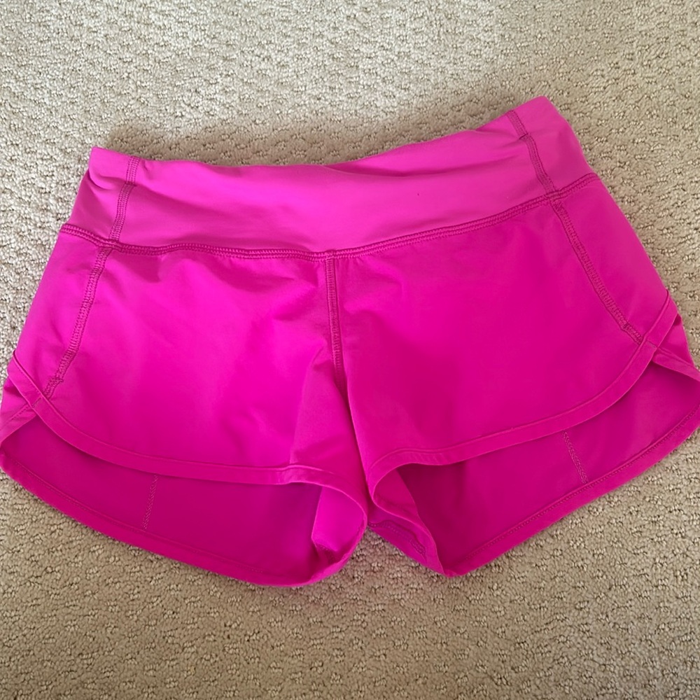 Hot pink Lululemon speed up low rise shorts